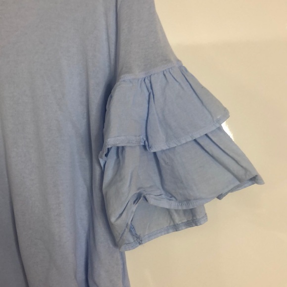 BLUE RUFFLE SLEEVE TOP - Picture 2 of 2